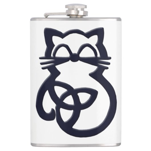Black Trinity Knot Celtic Cat Flask Flachmann (Vorderseite)
