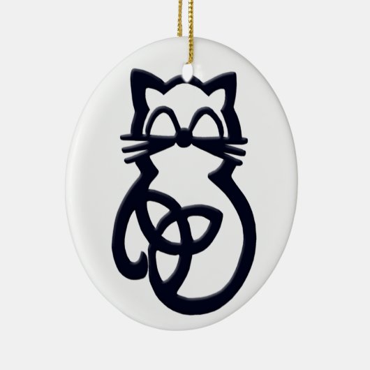 Black Trinity Knot Celtic Cat Ornament (Rechts)