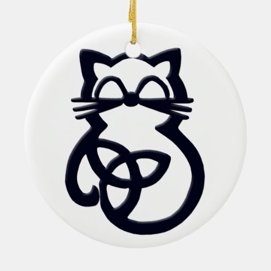 Black Trinity Knot Celtic Cat Ornament (Hinten)