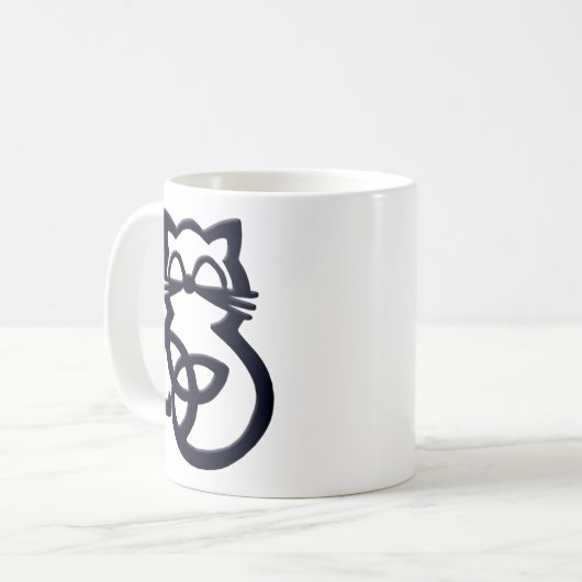 Black Trinity Knot Celtic Cat Tasse (Vorderseite Links)