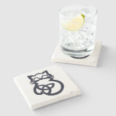 Black Trinity Knot Celtic Cat Untersetzer (Seitenansicht)