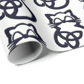 Black Trinity Knot Celtic Cat Wrapping Paper Geschenkpapier (Rolleneckpunkt)