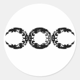 Black Triple Goddess Moon Design Runder Aufkleber