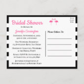 Black Tropical Beach Pink Flamingo Brautparty Einladungspostkarte (Rückseite)