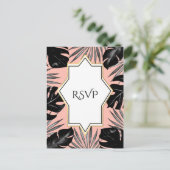 Black Tropical Blätter & Coral Peach Gold UAWG Einladungspostkarte (Stehend Vorderseite)