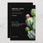 Black Tropical Cactus Modern Wedding Einladung (Vorne/Hinten)