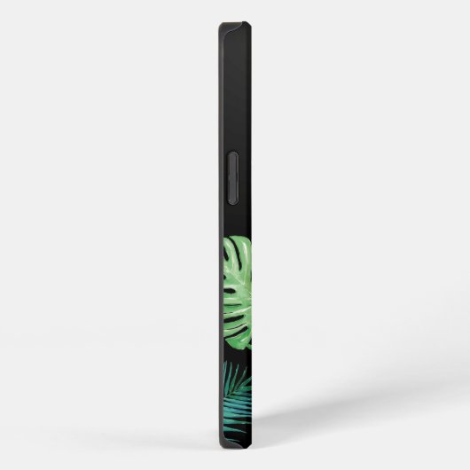 Black Tropical Leaf Muster Telefon Fall iPhone Hülle (Rechte Seite)