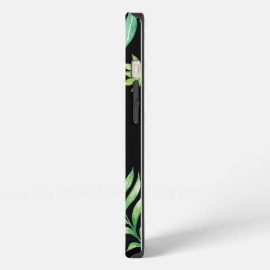 Black Tropical Leaf Muster Telefon Fall iPhone Hülle (Linke Seite)