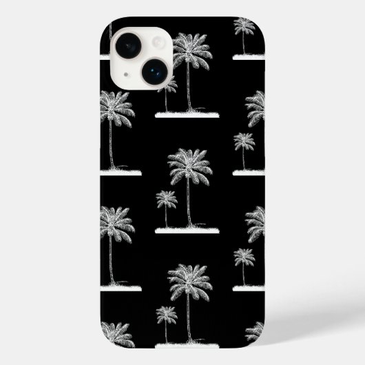 Black Tropical Modern Palm Tree Phone Case (Rückseite)