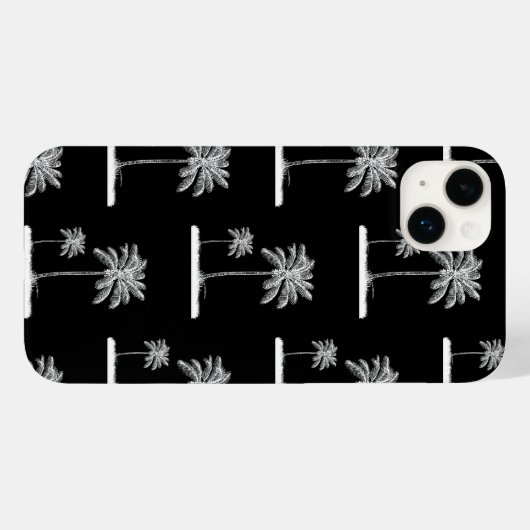 Black Tropical Modern Palm Tree Phone Case (Rückseite (Horizontal))