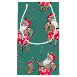 Black Tropical Santa Gift Bag Kleine Geschenktüte
