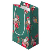 Black Tropical Santa Gift Bag Kleine Geschenktüte (Vorderseite Schrägansicht)