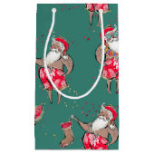 Black Tropical Santa Gift Bag Kleine Geschenktüte (Vorderseite)