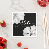 Black Tropical Wedding Aloha, Schwarzer Hibiskus Serviette (Beispiel)