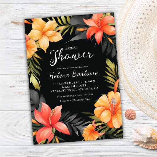 Black Tropical Wedding Brautparty Einladung