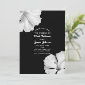 Black Tropical Wedding Einladungen von White Hibis (Stehend Vorderseite)