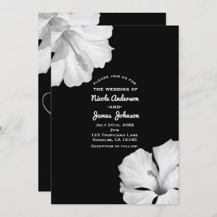 Black Tropical Wedding Einladungen zum White Hibis