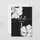 Black Tropical Wedding Tischnummer White Hibiskus (Vorderseite)