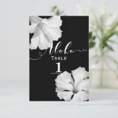 Black Tropical Wedding Tischnummer White Hibiskus (Stehend Vorderseite)