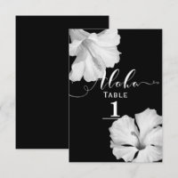 Black Tropical Wedding Tischnummer White Hibiskus