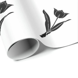 Black Tulip, Black and White, Flower, Floral Geschenkpapier
