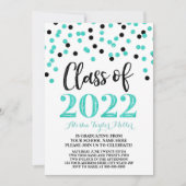 Black Turquoise Confetti Graduation Party 2022 Einladung (Vorderseite)