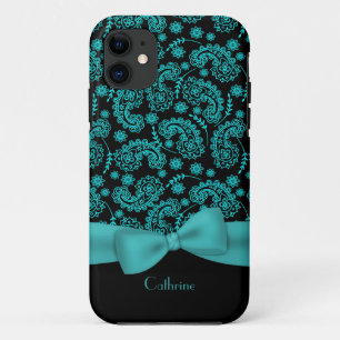 Black & Turquoise Paisley iPhone 5 Fall 11 Hülle