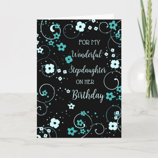 Black Turquoise StepTochter Birthday Karte (Vorderseite)