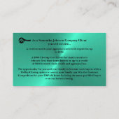 Black & Turquoise VIP Customer Appreciation  Visitenkarte (Rückseite)