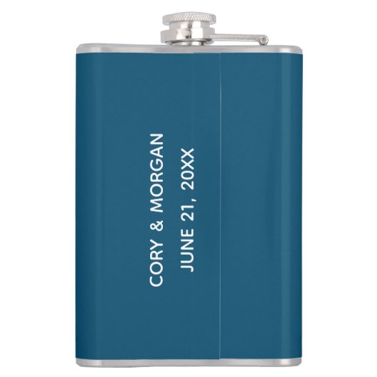 Black Tux mit Blue Vest personalize Wedding Flachmann (Rückseite)