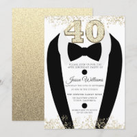Black Tuxedo Anzug Gold Mens 40. Geburtstag Party