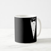 Black Tuxedo Anzug Jacket mit Lapel Bow-Krawatte Kaffeetasse (VorderseiteRechts)