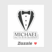 Black Tuxedo Anzug Personalisierter Trauzeuge Vors Aufkleber (Blatt)