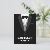Black Tuxedo Bachelor Party Einladung (Stehend Vorderseite)