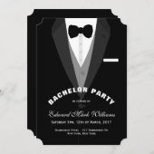 Black Tuxedo Bachelor Party Einladung (Vorne/Hinten)