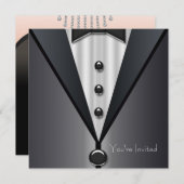 Black Tuxedo Black Strapless Dress Party Einladung (Vorne/Hinten)