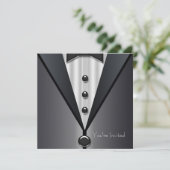 Black Tuxedo Black Strapless Dress Party Einladung (Stehend Vorderseite)