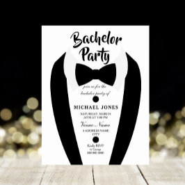 Black Tuxedo Bow Krawatte Bachelor Party Einladung