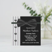 Black Tuxedo Bow Krawatte Mens Birthday Party Einladung (Stehend Vorderseite)