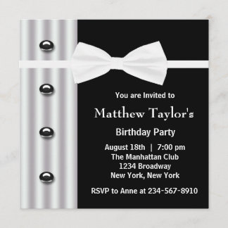 Black Tuxedo Bow Krawatte Mens Birthday Party Einladung