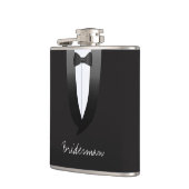 Black Tuxedo Bridesman Wedding Flask Flachmann (Links)