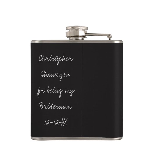Black Tuxedo Bridesman Wedding Flask Flachmann (Rückseite)