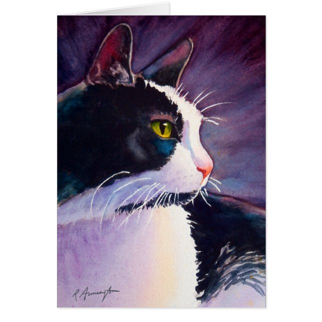 Black Tuxedo Cat in Stormy Mood (Vorne)