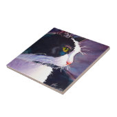 Black Tuxedo Cat in Stormy Mood Fliese (Seite)