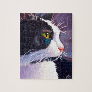 Black Tuxedo Cat in Stormy Mood Puzzle