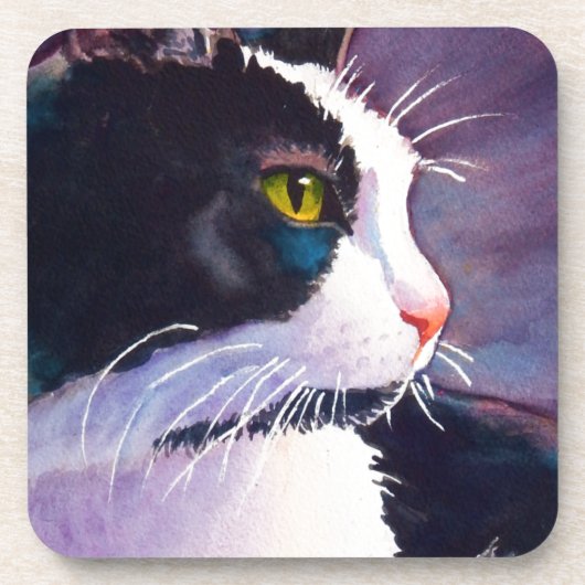 Black Tuxedo Cat in Stormy Mood Untersetzer (Vorderseite)