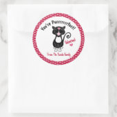 Black Tuxedo Cat Valentine's Day Red Hearts Runder Aufkleber (Tasche)