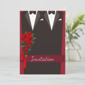 Black Tuxedo Gay Wedding Einladung (Stehend Vorderseite)