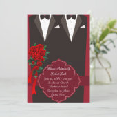 Black Tuxedo Gay Wedding Einladung (Stehend Vorderseite)