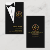 Black Tuxedo Gold Boutonniere Butlers Logo Visitenkarte (Vorne/Hinten)